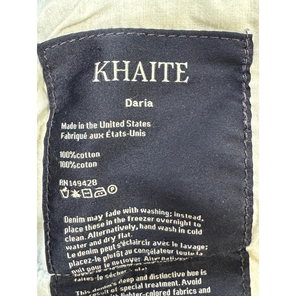 Khaite Womens Daria Slim Fit Straight Leg Blue Jeans 26 Meas: 25x31.5 - Picture 4 of 5